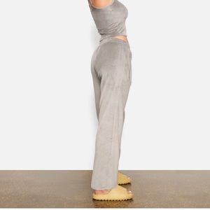 Skims Velour Track Pants (Color Smoke)